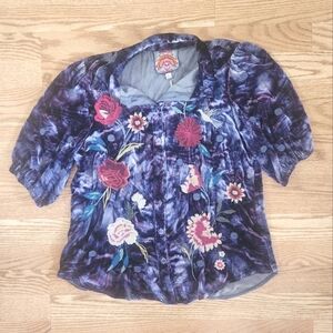 NWT Johnny Was Junia Velvet Lisbon Shirt, Size S